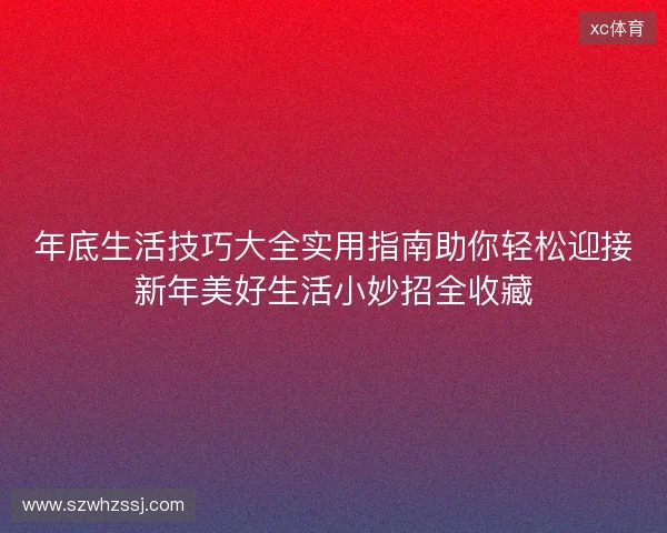 年底生活技巧大全实用指南助你轻松迎接新年美好生活小妙招全收藏